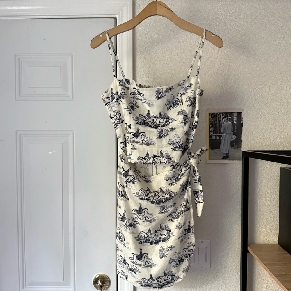 Reformation Cream and Black Toile Mini Dress